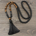 Fortune Jewel Black Onyx Tiger Eye Fortune Bracelet Tassel Necklace Pendant