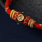 Fortune Jewel Chinese Zodiac Natal Buddha Silver Luck Braided String Bracelet