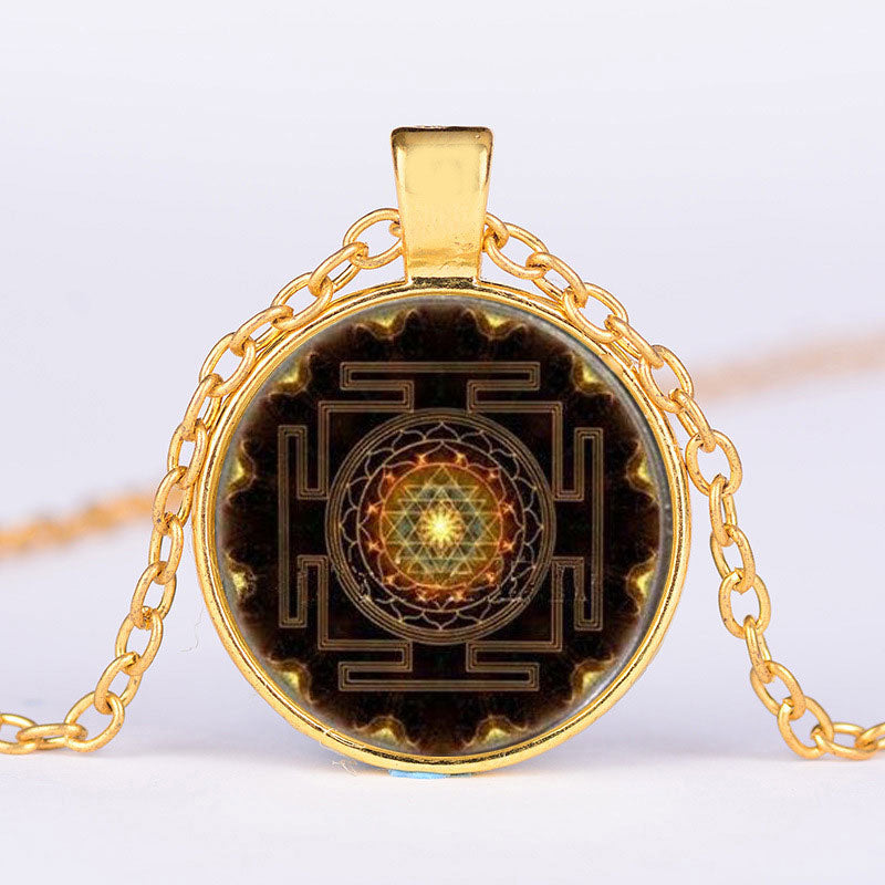 Fortune Jewel Sacred Sri Yantra Time Gemstone Necklace
