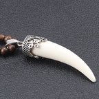 Fortune Jewel Wenge Wood Turquoise Stone Horn Style Protection Meditation Necklace Pendant