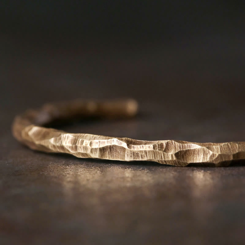 Fortune Jewel Tibetan Bump Texture Copper Luck Cuff Bracelet Bangle