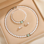 Fortune Jewel 925 Sterling Silver Natural Pearl Jade Healing Necklace Bracelet Earrings With Gift Box