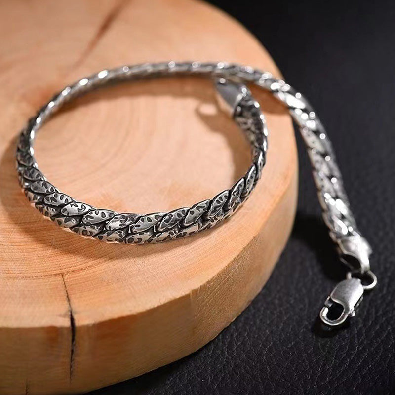 Fortune Jewel Simple Dotted Texture Design Copper Luck Buckle Bracelet