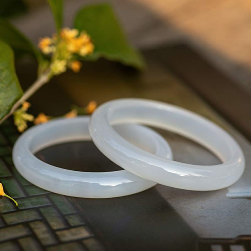 Fortune Jewel Natural Chalcedony Harmony Positive Bracelet Bangle