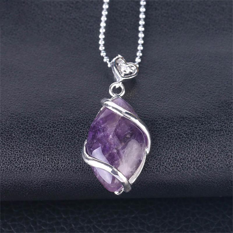 Fortune Jewel Marquise Pattern Natural Crystal Stone Charm Necklace Pendant