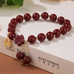 Fortune Jewel Cinnabar Fu Character Cherry Blossom Blessing Bracelet
