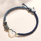 Fortune Jewel Handmade White Agate Peace Buckle Luck Happiness Protection Weave String Bracelet