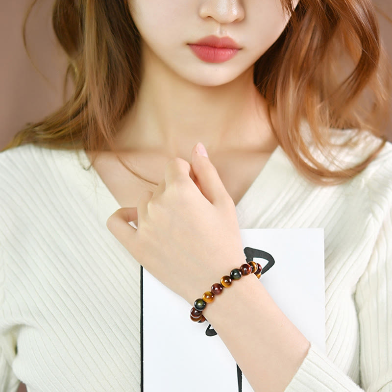 Fortune Jewel Natural Tiger Eye Positive Protection Bracelet