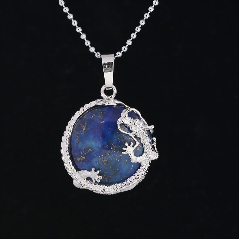 Fortune Jewel Chinese Dragon Natural Quartz Crystal Healing Energy Necklace Pendant