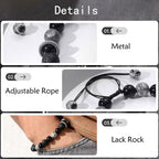 Fortune Jewel Vintage Lava Rock Black Obsidian Picasso Jasper Beads Support Rope Bracelet