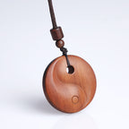 Fortune Jewel Lightning Struck Jujube Wood Yin Yang Luck Protection Necklace Pendant Fortune Jewel
