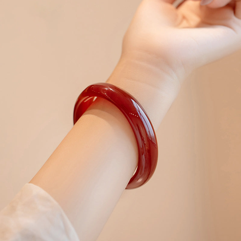 Fortune Jewel Natural Red Agate Confidence Bracelet Bangle