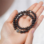 Fortune Jewel Tibet Ebony Wood Dzi Bead Balance Double Wrap Bracelet