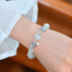 Fortune Jewel 925 Sterling Silver Cat Eye Moonstone Love Support Bracelet