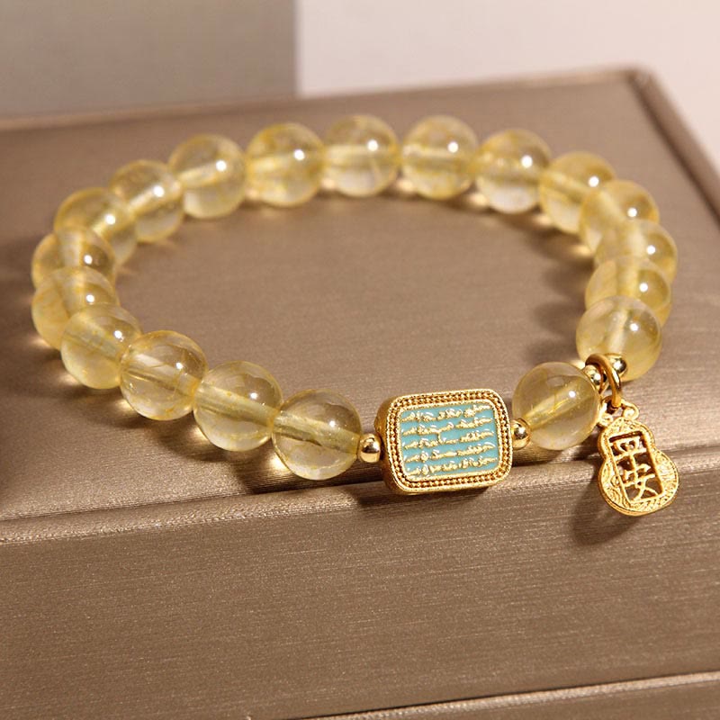 Fortune Jewel Natural Citrine Five Scriptures Generosity Bracelet