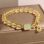 Fortune Jewel Natural Citrine Five Scriptures Generosity Bracelet