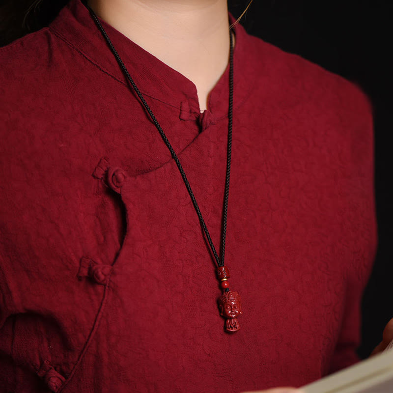 Fortune Jewel Chinese Zodiac Natal Buddha Natural Cinnabar Amulet Keep Away Evil Spirits Necklace Pendant