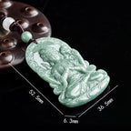 Fortune Jewel Four-armed Avalokitesvara Natural Jade Amulet Blessing String Necklace Fortune Jewel