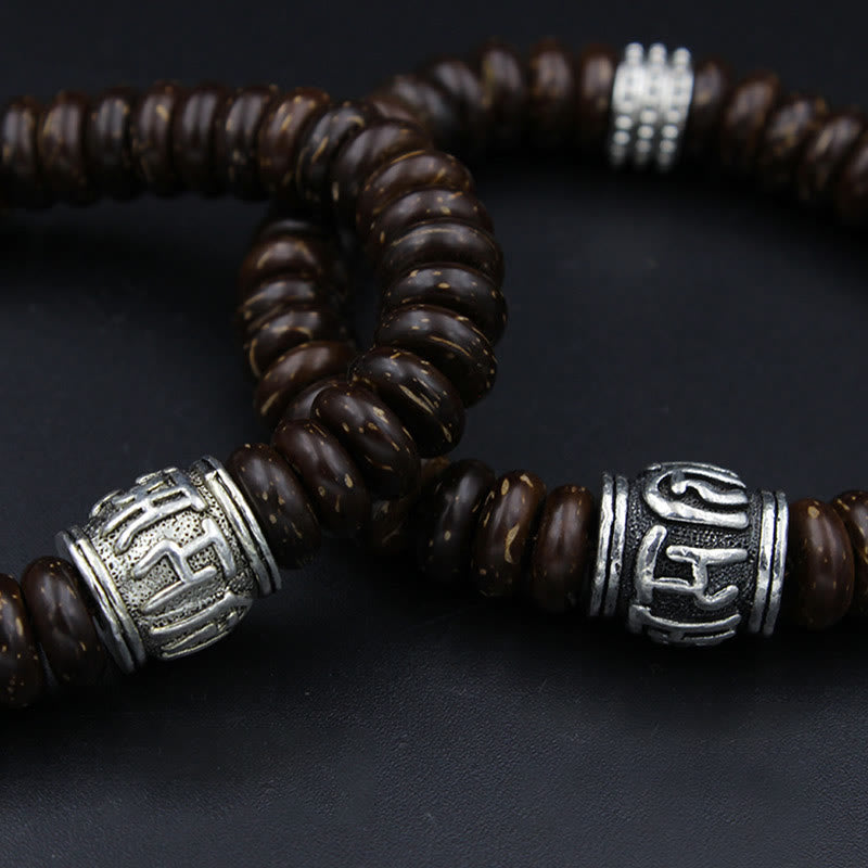Fortune Jewel Natural Tibetan Coconut Shell Om Mani Padme Hum Positive Bracelet
