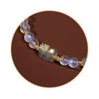Fortune Jewel 925 Sterling Silver Plated Gold Natural Moonstone PiXiu Healing Bracelet