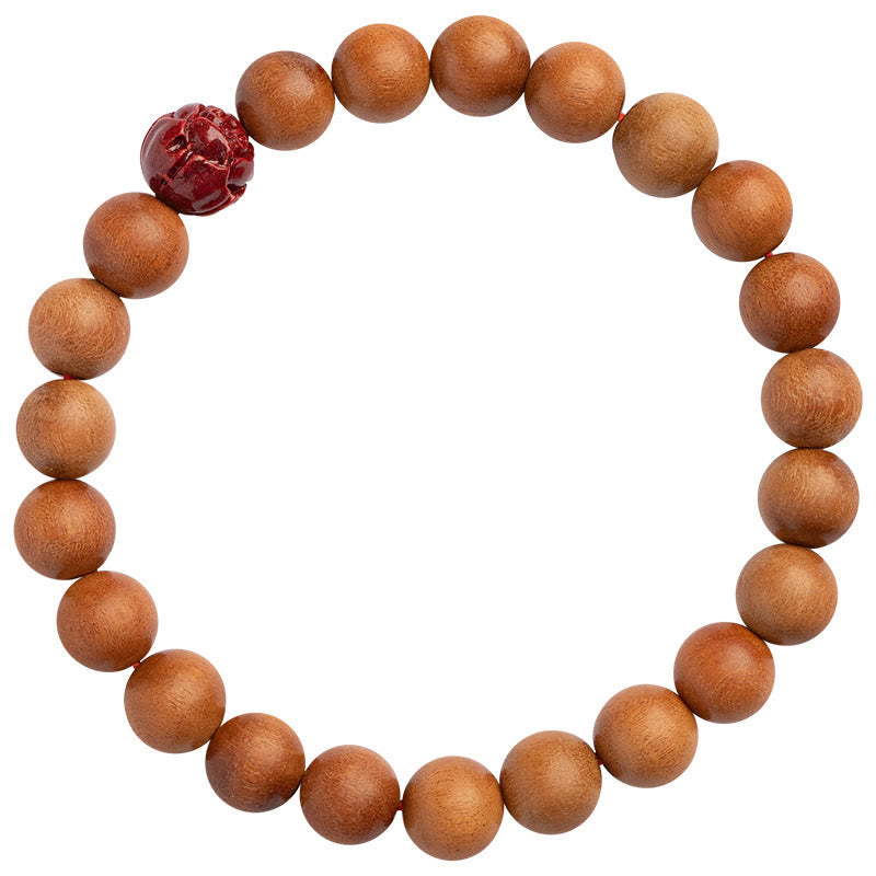 Fortune Jewel Peach Wood Lotus Cinnabar Luck Wealth Bracelet
