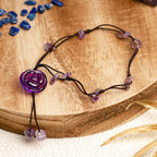 Fortune Jewel Amethyst Pink Crystal Green Aventurine Rose Inner Peace Healing Anklet