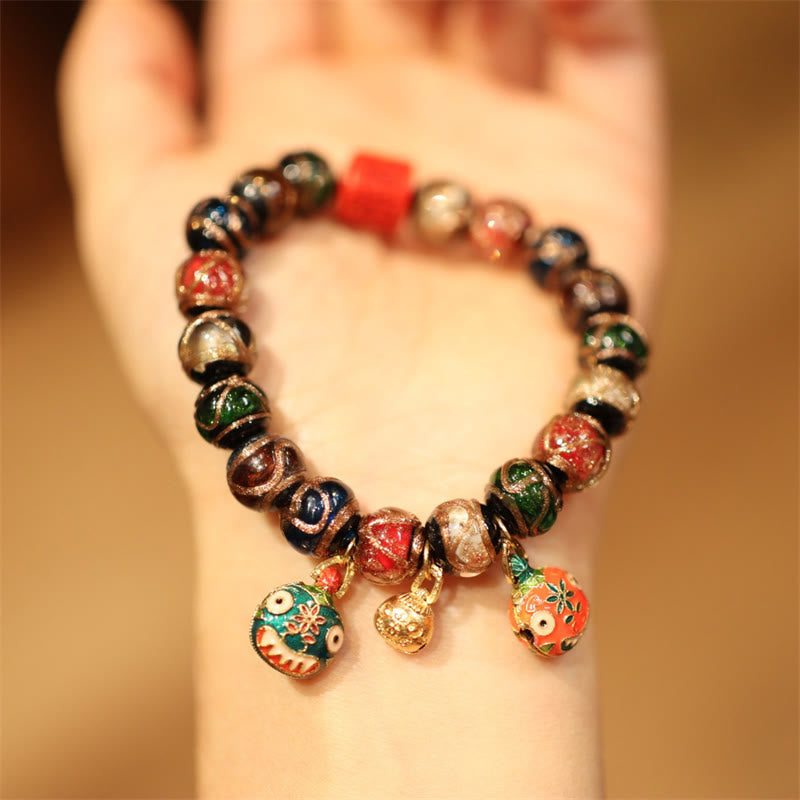 Fortune Jewel Tibetan Gold Swallowing Beast Family Five God Of Wealth Thangka Fortune Bead Bracelet