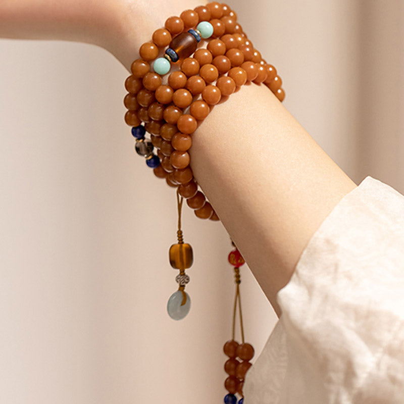 Fortune Jewel 108 Beads Bodhi Seed Blessing Meditation Bracelet Mala