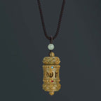 Fortune Jewel Tibet Green Sandalwood Rosewood Om Mani Padme Hum Lotus Positive Soothing Necklace Pendant Fortune Jewel