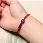 Fortune Jewel Laughing Buddha Avalokitesvara Cinnabar Blessing String Bracelet