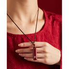 Fortune Jewel Chinese Zodiac Natal Buddha Cinnabar Amulet Protection String Necklace Pendant
