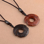 Fortune Jewel Small Leaf Red Sandalwood Ebony Wood One's Luck Improves Design Patern Protection Necklace Pendant