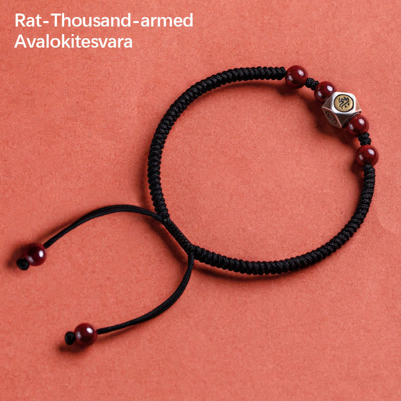 Fortune Jewel 925 Sterling Silver Chinese Zodiac Natal Buddha Cinnabar Calm Bracelet