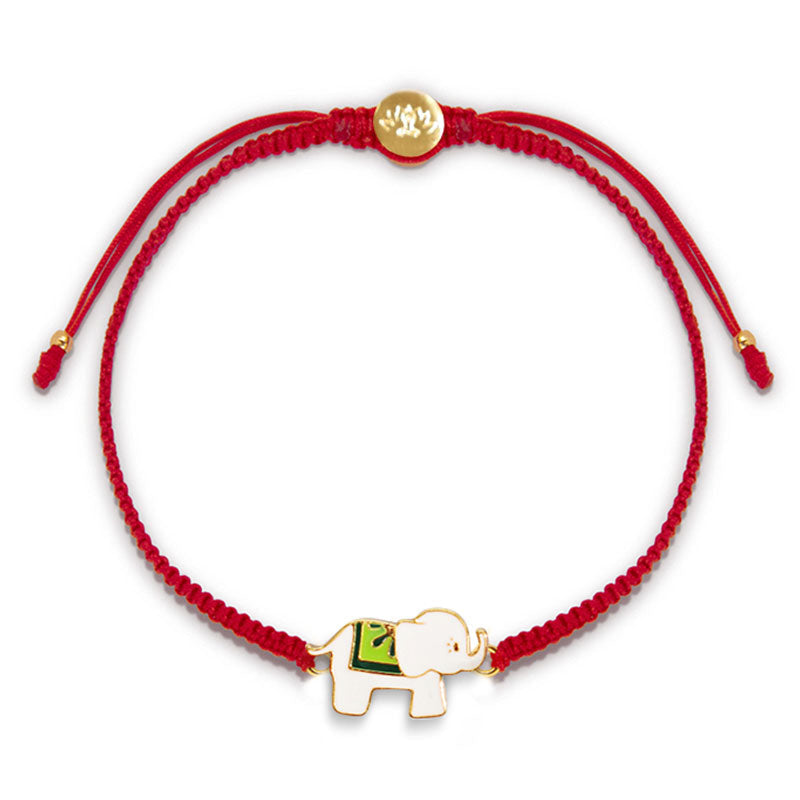 Fortune Jewel Tibetan Handmade 925 Sterling Silver Lucky Elephant Red String Bracelet