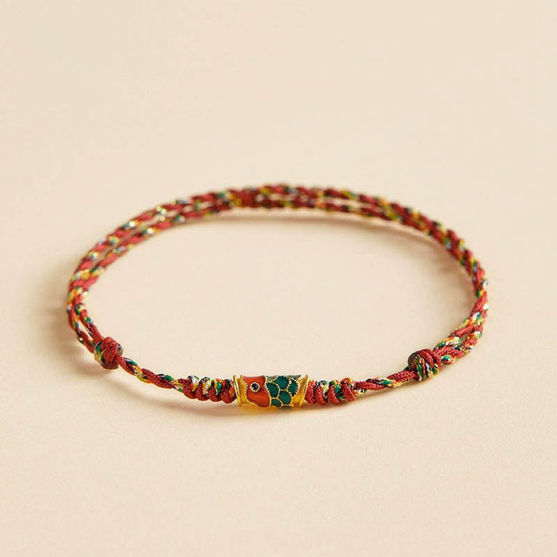 Fortune Jewel Handcrafted Koi Fish Wealth Prosperity Braided Rope Bracelet
