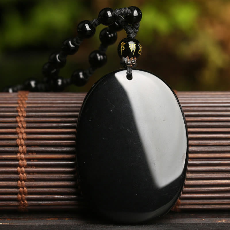 Fortune Jewel Black Obsidian Koi Fish Bead Rope Fulfilment Strength Necklace Pendant - Fortune Jewel