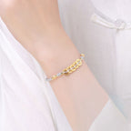 Buddha Stones Copper Coin Fortune Tree Pearl Luck Blue Rope Braided Bracelet