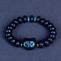 Fortune Jewel Ebony Wood Liuli Glass Lovely Cat Peace Balance Bracelet