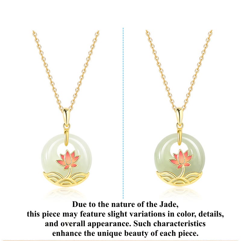 Fortune Jewel 925 Sterling Silver Hetian White Jade Lotus Flower Blessing Necklace Pendant Fortune Jewel