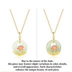 Fortune Jewel 925 Sterling Silver Hetian White Jade Lotus Flower Blessing Necklace Pendant Fortune Jewel