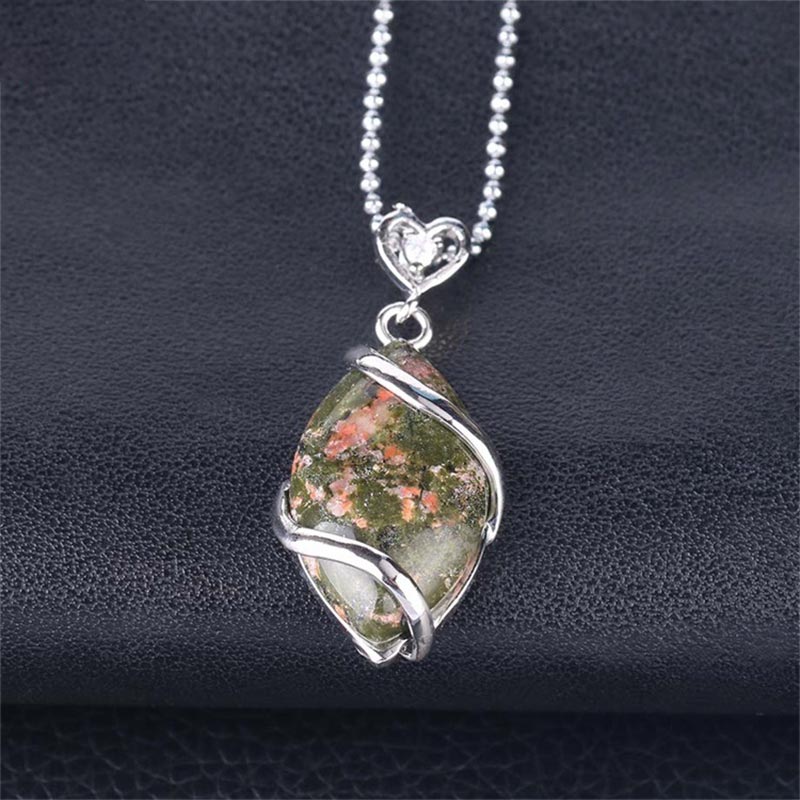 Fortune Jewel Marquise Pattern Natural Crystal Stone Charm Necklace Pendant