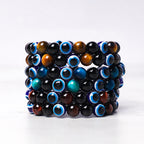 Fortune Jewel Evil Eye Hematite Tiger Eye Protection Beaded Bracelet
