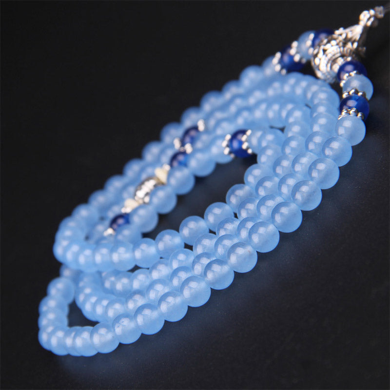 Fortune Jewel 108 Beads Blue Crystal Healing Bracelet Mala