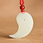 Buddha Stones Yin Yang White Jade Cyan Jade Protection Blessing Necklace String Pendant Fortune Jewel
