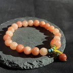 Fortune Jewel Natural Orange Stone Turquoise Fu Character Charm Luck Fortune Bracelet