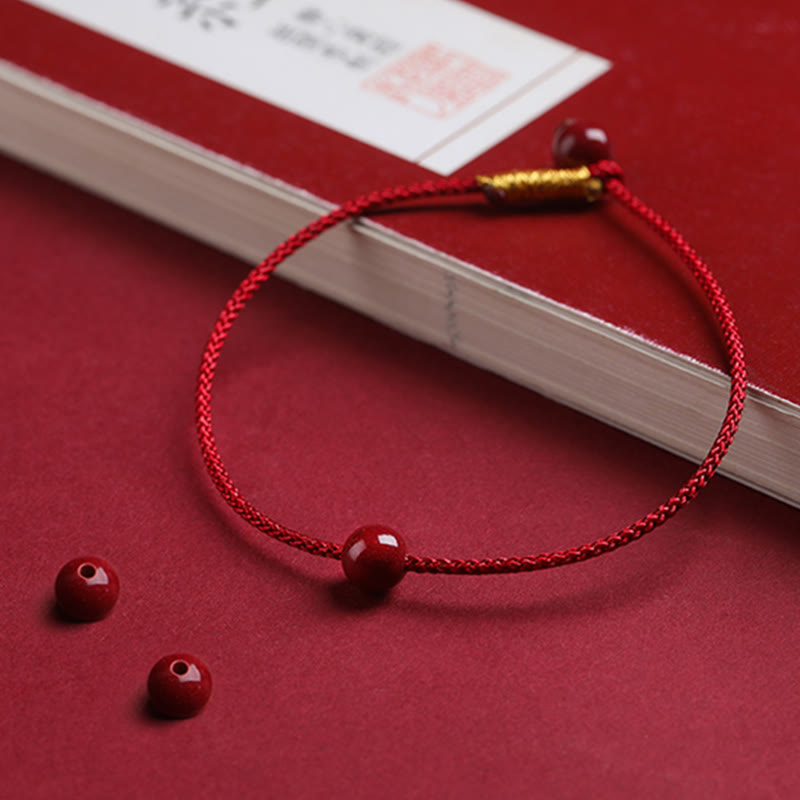 Fortune Jewel Natural Cinnabar Red Agate Blessing Red String Bracelet