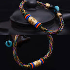 Fortune Jewel Tibetan Handmade Eight Thread Knot Copper Coin Luck Weave String Bracelet