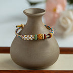 Fortune Jewel Handmade Dunhuang Color Peach Blossom Pattern Braid String Bracelet
