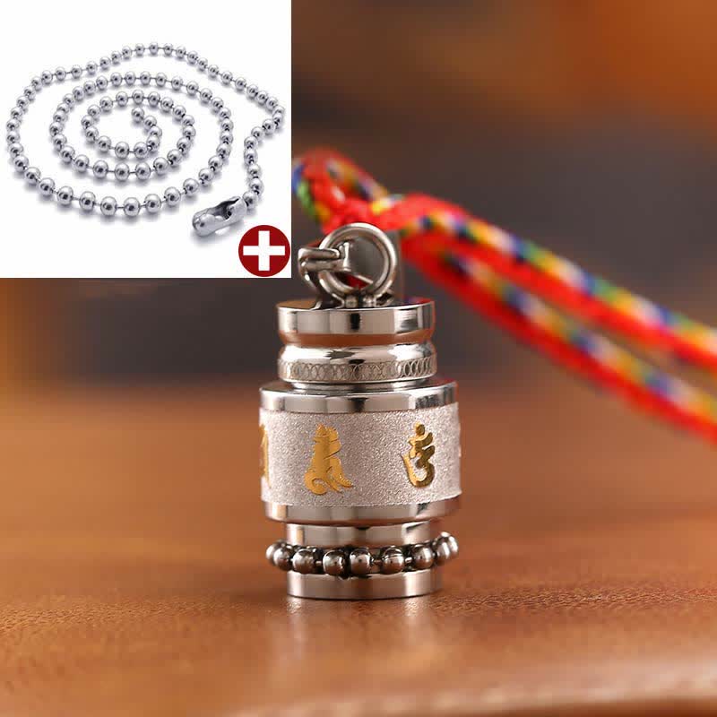 Fortune Jewel Tibet Om Mani Padme Hum Shurangama Mantra Titanium Steel Wisdom Amulet Necklace Pendant