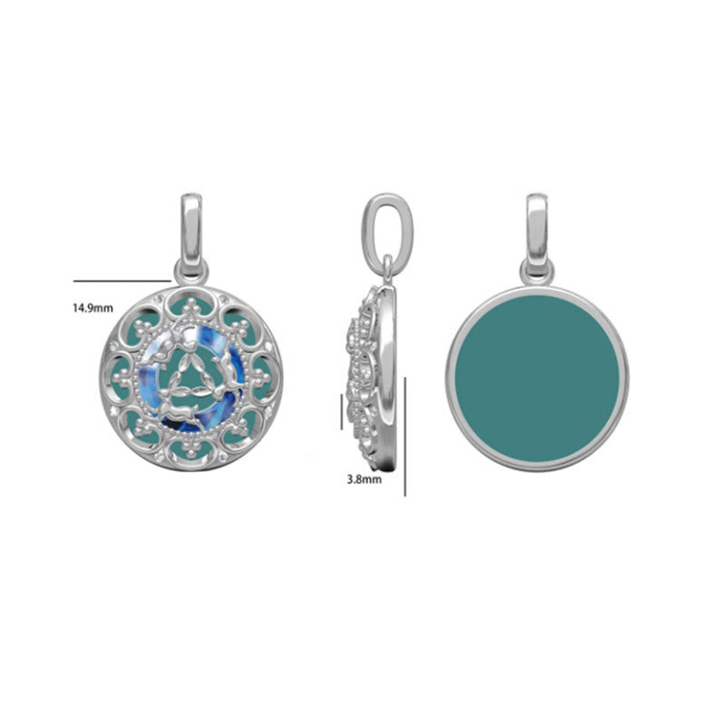 Fortune Jewel 925 Sterling Silver Round Turquoise Three Rabbits Balance Necklace Pendant